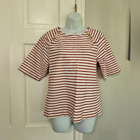 Ann Taylor Tops - Striped Red and White Women's Top